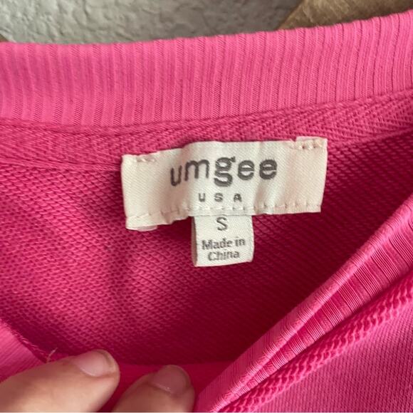 Umgee Pink Dress with Colorful Crochet Sleeves Terry Cloth Dress - Picture 4 of 7